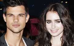 Taylor Lautner y Lily Collins en la Premier de Abduction