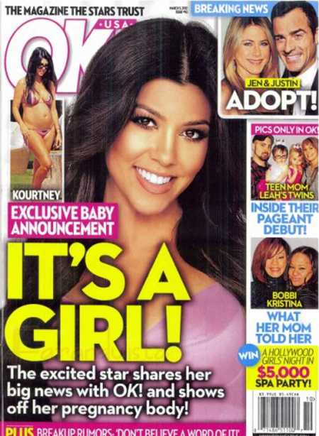kourtney kardashian its a girl ok magazine