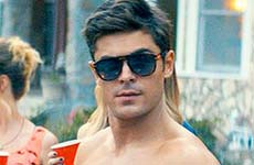 Zac Efron muestra sus abdominales en el set de Neighbors