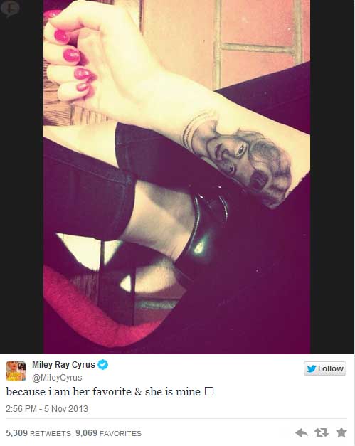 miley new tattoo