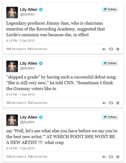 lily allen grammy nominations rant twitter