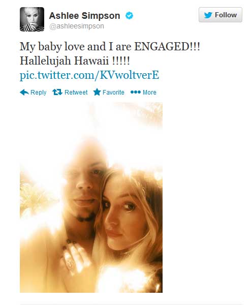 ashlee simpson engaged twitter