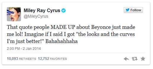 miley tweet beyonce