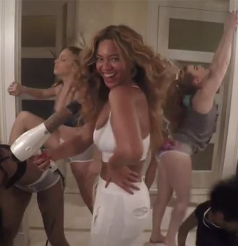 beyonce hairdryer video hotel party