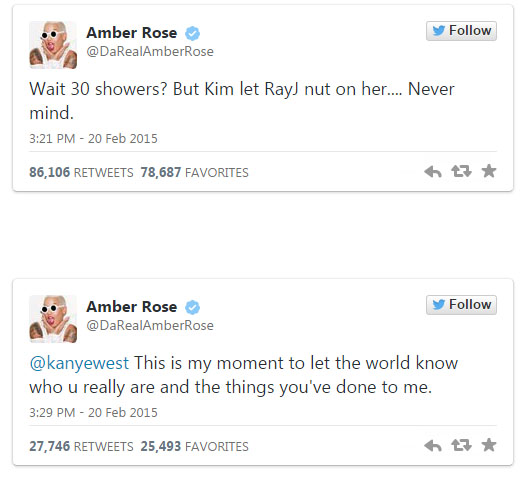 amber rose tweets to kanye