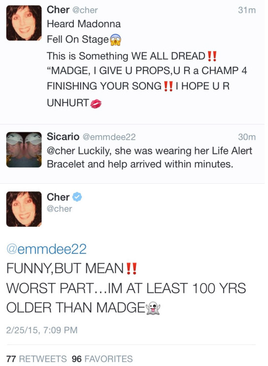 cher tweets about madge