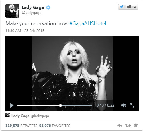 lady gaga tweet AHS hotel