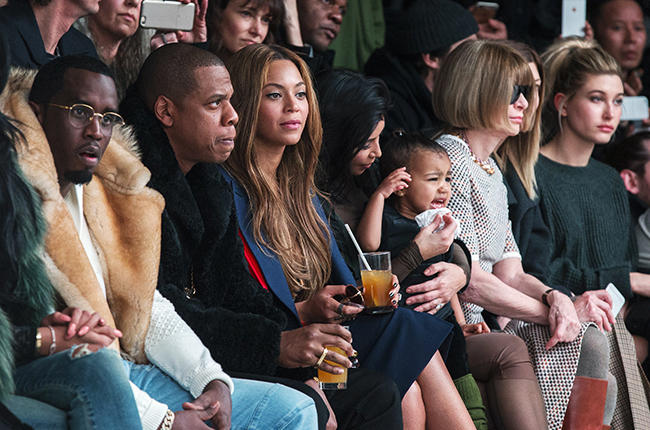 p diddy jay z beyonce kim kardashian north west anna wintour front row 2015