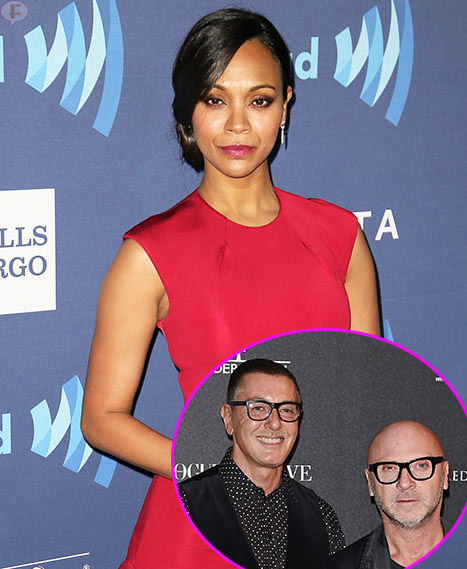 zoe saldana supports dolce gabbana