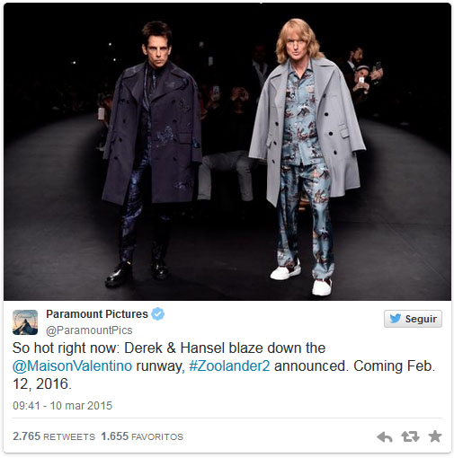 zoolander 2 2016 tweet