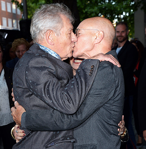 ian mckellen patrick stewart kissing each other mr holmes