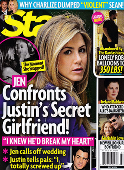 jen aniston confronts justin secret girlfriend star magazine