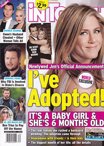 jennifer aniston adopto niña intouch