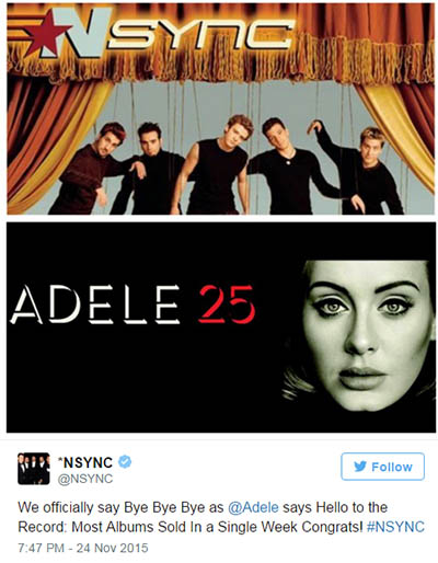 nsync adele record tweet