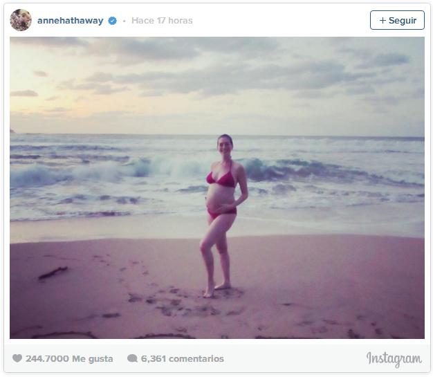 anne hathaway preggo bikini