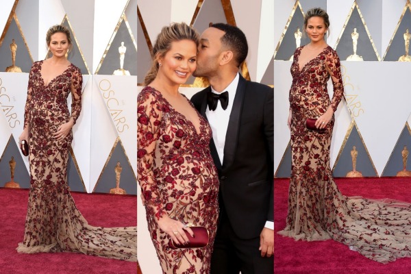 chrissy teigen red carpet oscars 2016