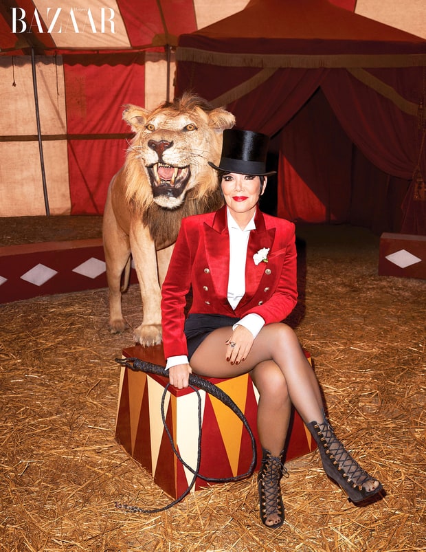 kris jenner harpers bazaar lion