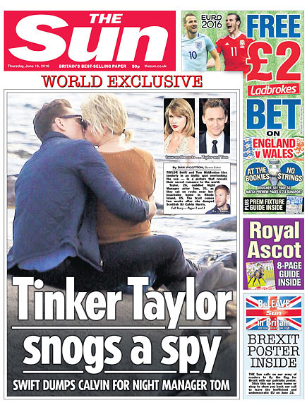 the sun cover taylor swift tom hiddleston