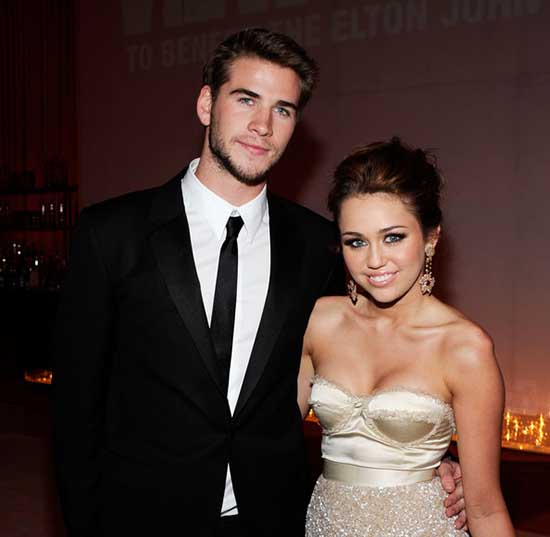 Liam Hemsworth Miley Cyrus Elton John party