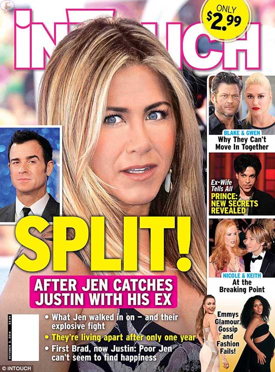 jennifer Aniston Justin Theroux split intouch