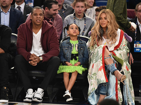 Beyonce Knowles JayZ BlueIvy Attend 66th NBA