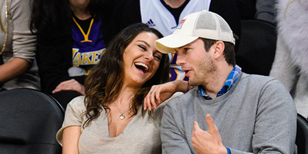 Mila Kunis Ashton Kutcher happy