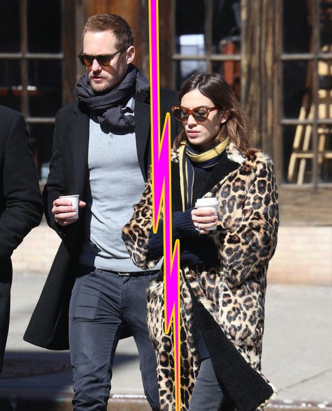 Alexander Skarsgard Alexa Chung strolling