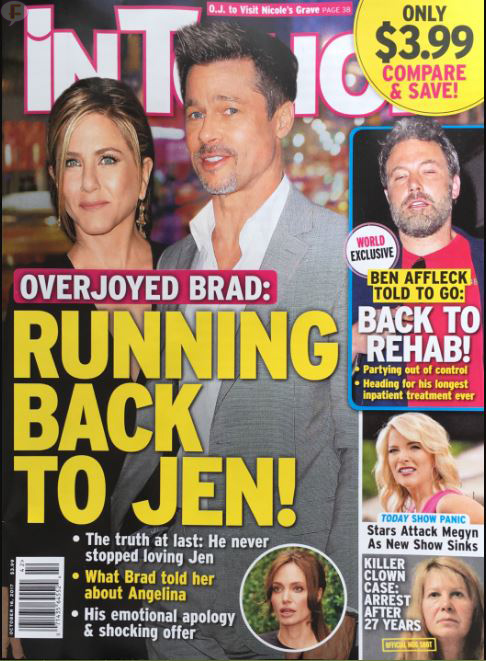 Brad Pitt Running Back Jennifer Aniston intouch
