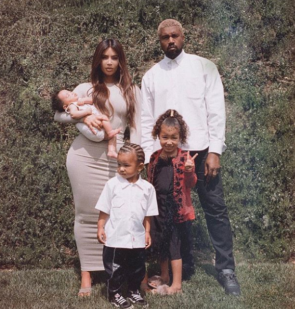 kim kardashian family pic kanye north saint chicago