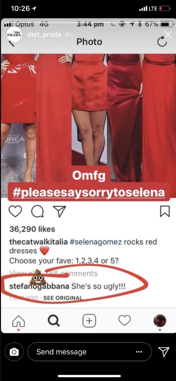 stefano gabbana comment translated