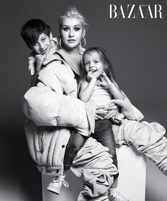 christina aguilera children harpers bazaar