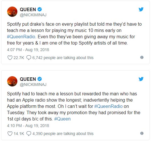 nicki spotify tweets