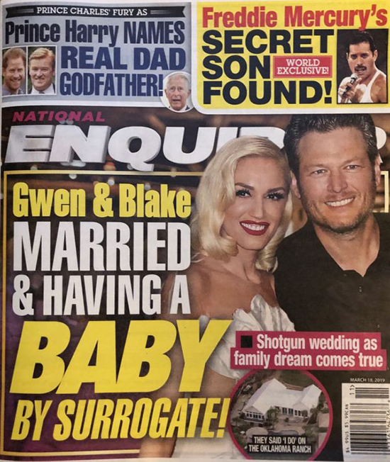 Blake Shelton Gwen Stefani Wedding Baby Enquirer