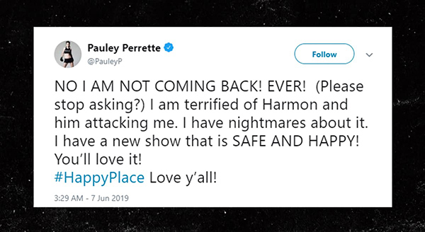 pauley perrette tweet about harmon tmz