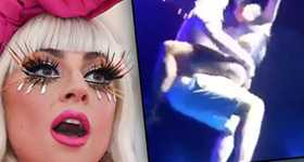 Lady Gaga se cayó del escenario montada encima de un fanático