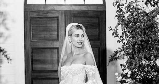 hailey shows wedding dress