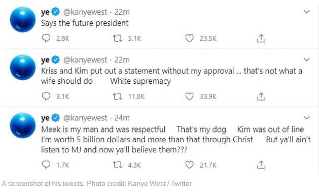 kanye tweets white supremacy kim kris