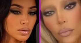 Kim Kardashian rubia sin cejas FUG!