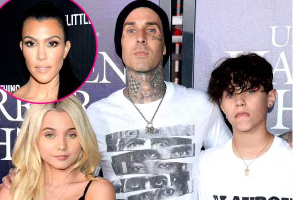 Travis Barker y sus hijos filmando con Kourtney el especial de Hulu