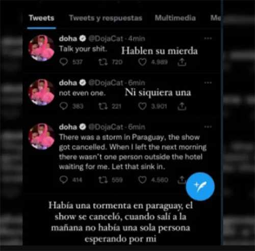 screenshot la nacion doja cat pelea fans twitter