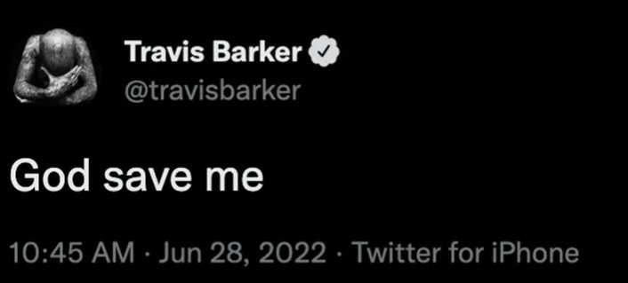 travis barker tweet god