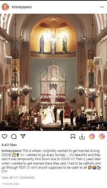 britney post iglesia catolica boda