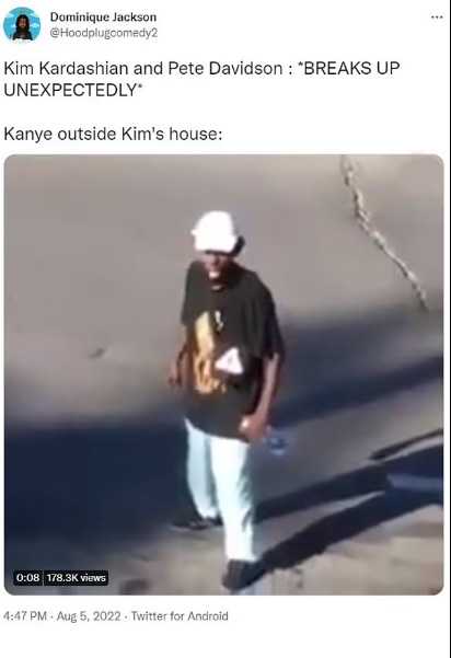 Kim y Pete terminaron inesperadamente - Kanye afuera de la casa de Kim