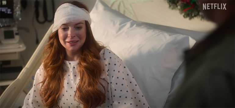 Lindsay Lohan en el tráiler de su película navideña de Netflix