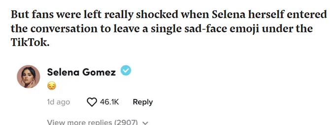 selena tiktok sadface