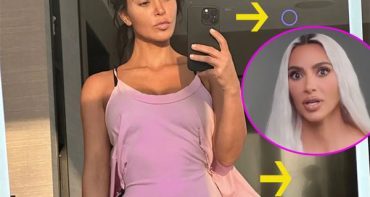 Kim Kardashian freaking out después de ver un fantasma en su selfie