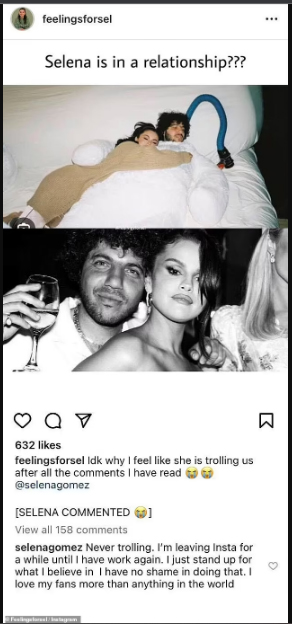 selena responde a fan preguntando si es trolleo