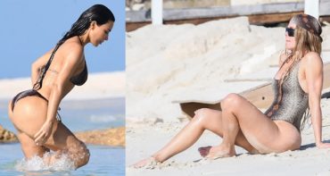 Kim, Kourtney y Khloe Kardashian en la playa