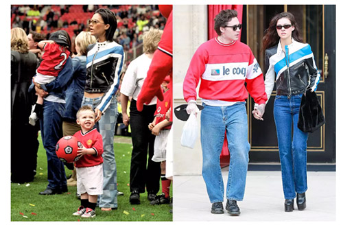 Posh con Brooklyn bebé en 2001 - Brooklyn y Nicola en el Paris Fashion Week este año