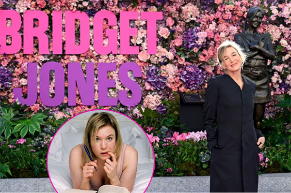 Renee Zellweger y la estatua flaca de Bridget Jones Renee Zellweger y la estatua flaca de Bridget Jones